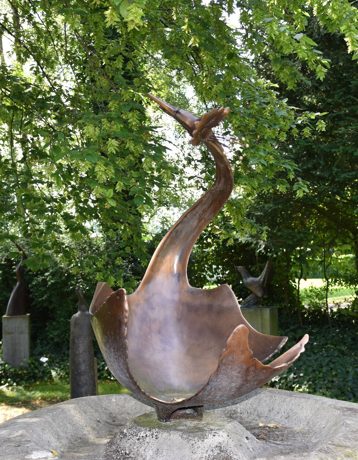Bronzefigur REIHER, limitierte Künstlerbronze, Bronzeplastik
